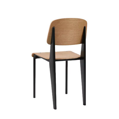 Industrial Style Black Metal Frame Dining Chairs Plywood Seat Restaurant Dining Chair