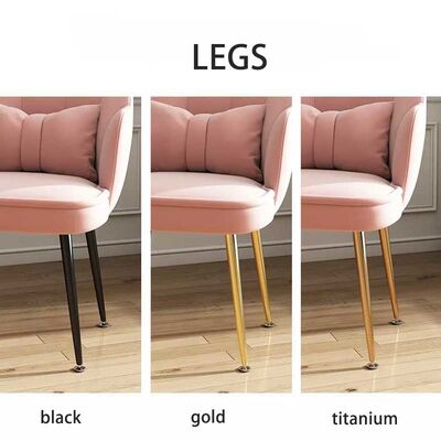 Leisure Metal Velvet Nordic Dining Chair Pink Restaurant Sponge Internal Filling