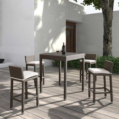 Hotel Restaurant Furniture Outdoor Bistro Bar Table And Chairs PE Rattan Rectangle Shape