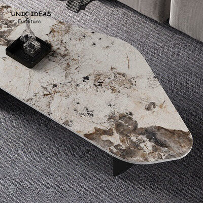 Black  White Marble Stone Top Coffee Table Sets Stainless Steel L140xW60xH38cm