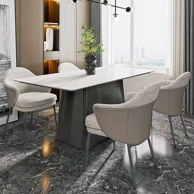 Euro Nordic Dining Chairs Scandinavian Style Dining Set Villa Living Room Steel Fabric Arm
