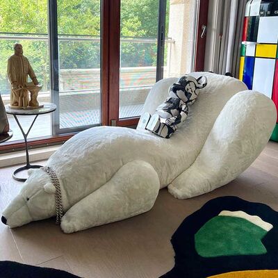 Cream Teddy Bear Fabric Chair Armchair Lounge Accent Living Room Italian