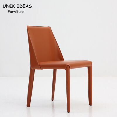 Modern Grey Leather Metal Frame Dining Chairs 17 Inch 43.18CM Seat Height Home