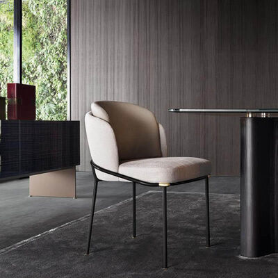Upholstered Metal Frame Dining Chairs Iron Legs Italian Design 530x590x830mm