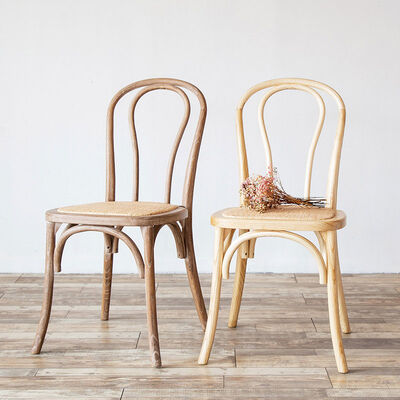 Stackable Nordic Dining Chair Solid Wood Balcony Rattan Dining Chair