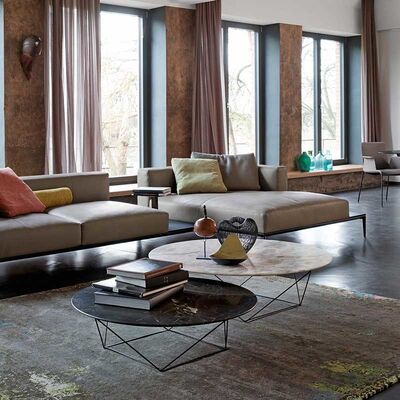 Black White Light Luxury Marble Coffee Table Marble Living Room Side Table