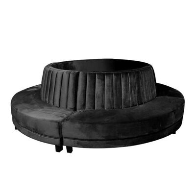 Hotel Lobby Club Lounge Sofa Black Curved Circular Velvet Fabric