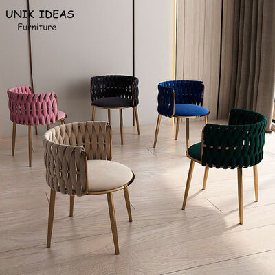 İyi bir fiyat. Modern Metal Frame Dining Chairs PU Armrest Velvet Seat Living Room çevrimiçi