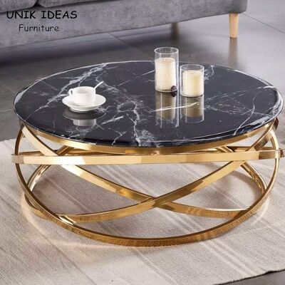 İyi fiyat Smart Style Luxury Coffee Table Stainless Steel Frame Marble Top For Living Room çevrimiçi