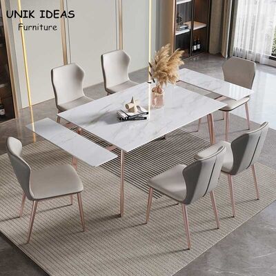 İyi fiyat Minimalist Slate Dining Table Set With Chair Combination Telescopic Foldable çevrimiçi