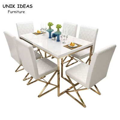 İyi bir fiyat. Rectangular Shape Dining Room Table And Chair Set Tempered Glass Beauty Type çevrimiçi