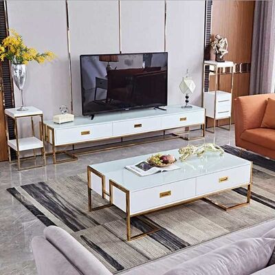 İyi fiyat Modern Luxury TV Stand Center Table With Storage Drawer Home Furniture çevrimiçi