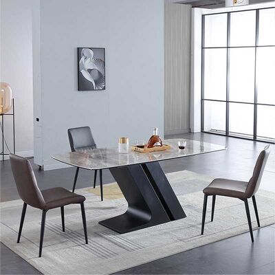 İyi bir fiyat. Dining Room Sets 6 Chairs With Z Metal Legs Stone Top Tables For Sale çevrimiçi