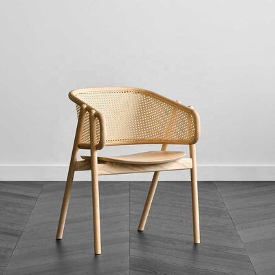 İyi bir fiyat. Nordic Rattan Armchair Natural Wood Solid Wood Lounge Dining Chair çevrimiçi