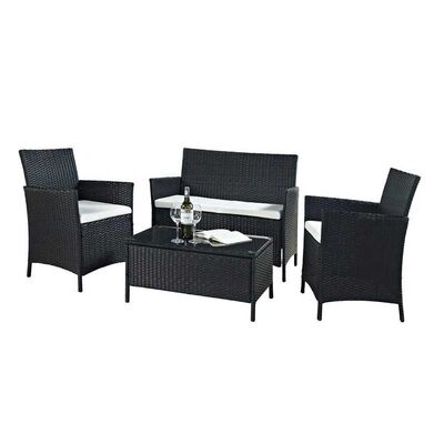 İyi bir fiyat. 4 Pieces Rattan Wicker Outdoor Furniture Sofa Patio Set With Cushion çevrimiçi