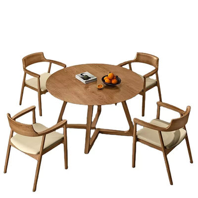 İyi bir fiyat. Round Nordic Luxury Dining Table And Chairs Wooden Set ODM çevrimiçi
