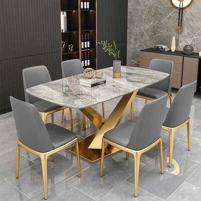 İyi bir fiyat. Slate Rectangular OEM Luxury Dinner Table And 6 Chairs For Home Furniture çevrimiçi