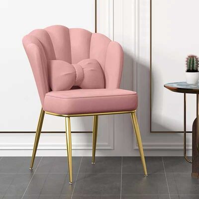 İyi bir fiyat. Leisure Metal Velvet Nordic Dining Chair Pink Restaurant Sponge Internal Filling çevrimiçi