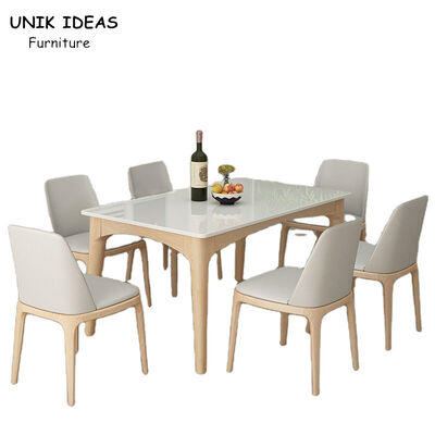 İyi bir fiyat. Nordic 6 Seater Luxury Marble Dining Table Set Scratch Resistant Customized Size çevrimiçi