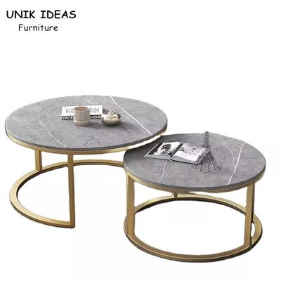 İyi fiyat Double Round Luxury Center Tables Gold Stainless Steel Leg Marble Top çevrimiçi