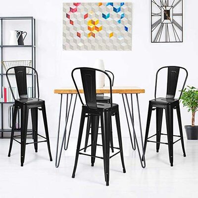 İyi bir fiyat. Restaurant High Bistro Table And Stools Outdoor Modern Black Metal Stackable Style çevrimiçi