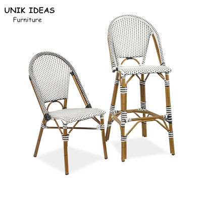 İyi bir fiyat. Aluminum Tube High Back Kitchen Chairs Restaurant PE Rattan Bistro Bar Stool çevrimiçi