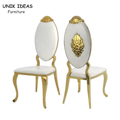 İyi bir fiyat. Modern Fashion Gold White Stainless Steel Banquet Chair Luxury Banquet Wedding Chair çevrimiçi