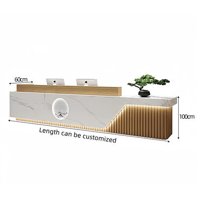 İyi bir fiyat. Customized Nordic Style Wooden Office Front Desk Salon Barber Shop Reception Desk Cafe Furniture çevrimiçi