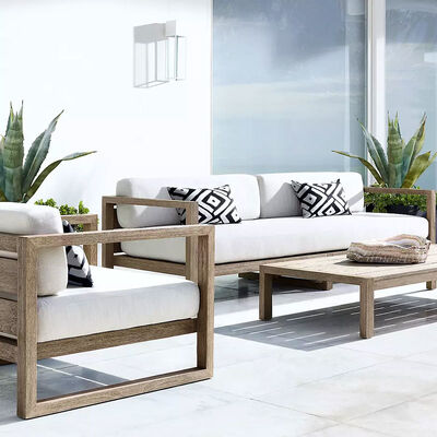 İyi bir fiyat. Luxury Teak Outdoor Furniture Patio Couch Modern Resort Outdoor Lounge Sofa Set çevrimiçi