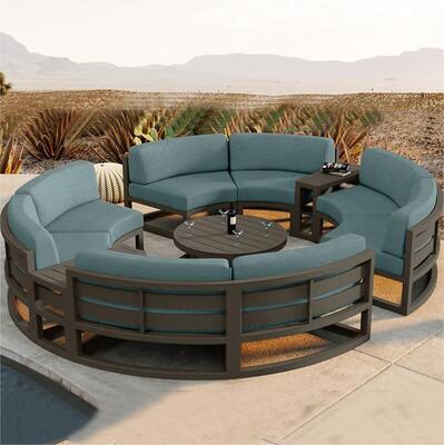 İyi bir fiyat. Luxury Outdoor Sofa Courtyard Villa Garden Outdoor Arc-shaped Leisure Combination Aluminum Alloy Waterproof Sunscreen Sofa çevrimiçi