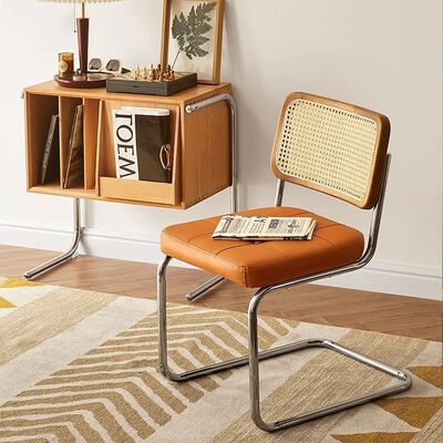 İyi fiyat Basit Rahat Katı Ahşap Ev Yemek Sandalyesi Paslanmaz Çelik Konferans Kafe Rattan Eğlence Sandalyesi çevrimiçi