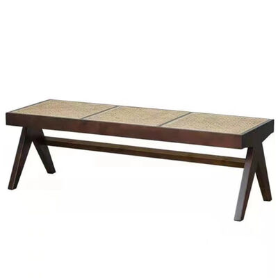 İyi bir fiyat. New Design Modern Solid Wood Chair Rattan Bench Leisure Dining Chair Bed Footstool Shoe Bench çevrimiçi