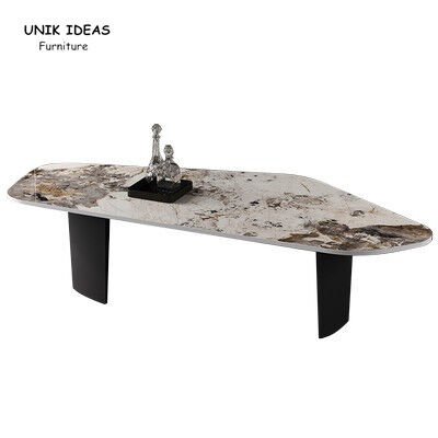 İyi fiyat Black  White Marble Stone Top Coffee Table Sets Stainless Steel L140xW60xH38cm çevrimiçi