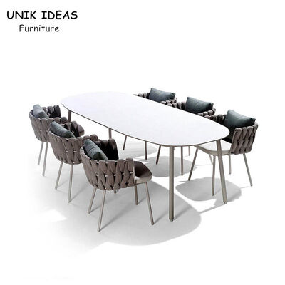 İyi bir fiyat. Rattan Outdoor Wicker Dining Chairs With Arms Waterproof Patio Rope Woven  200cm çevrimiçi