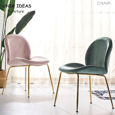 İyi fiyat Metal Frame Upholstered Dining Chair Armless Beige Green Ins Style 56x54x84cm çevrimiçi