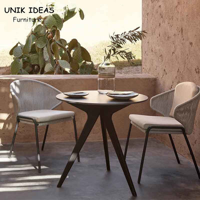 İyi bir fiyat. Nordic Rope Rattan Woven Dining Chair Outdoor Furniture Garden 65x70x75cm çevrimiçi