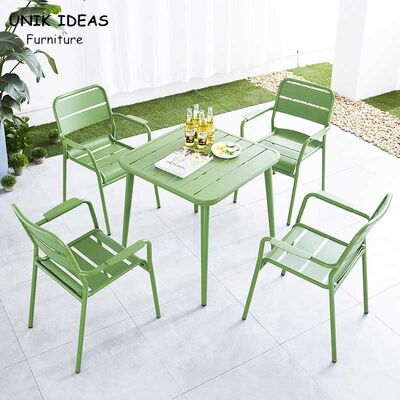 İyi bir fiyat. Patio Dining Chairs And Table Set Modern Aluminum Metal Garden Outdoor 61x61x84cm çevrimiçi