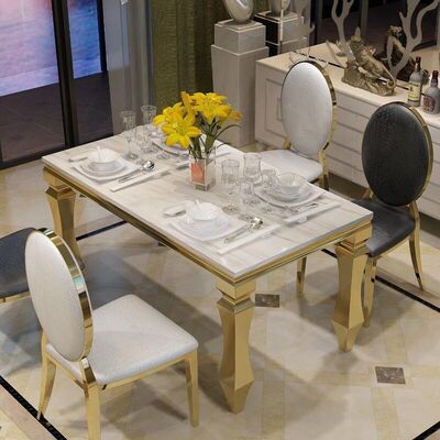 İyi bir fiyat. Garden Home Luxury Dining Table And Chairs 240cm 120cm 140cm 6 Seater  Marble çevrimiçi