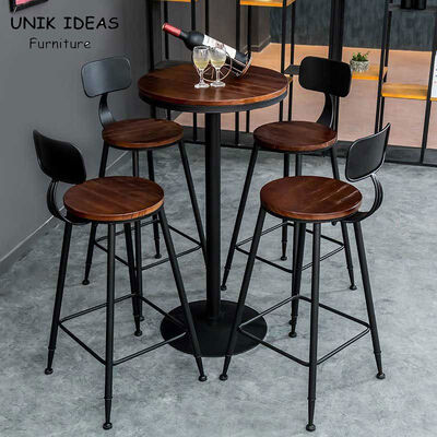 İyi bir fiyat. 55CM Round Retro Bar Table Pub Set Coffee High Chair Solid Wood çevrimiçi