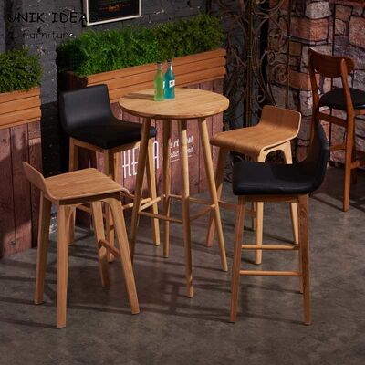 İyi bir fiyat. Bar Height Bistro Table And 2 Chairs Indoor With Umbrella Hole Wood Postmodern çevrimiçi