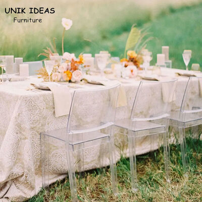 İyi bir fiyat. Transparent Clear Ghost Crystal Wedding Chairs Rentals Outdoor Garden 81cm çevrimiçi