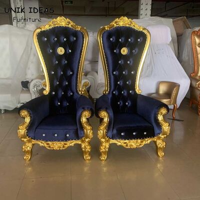 İyi bir fiyat. Gold Royal Sofa King And Queen Chairs For Wedding Rental Banquet Blue Black çevrimiçi