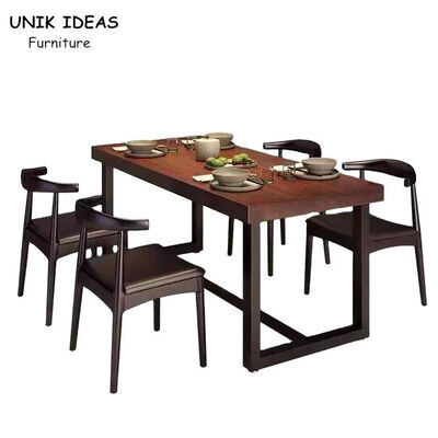 İyi bir fiyat. 180cm 120cm Wooden Dining Room Table And Chairs 4 Seater Hamburg Coffee Shop çevrimiçi