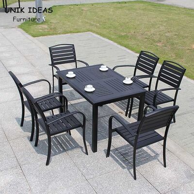 İyi bir fiyat. Patio Garden Furniture Black Waterproof Outdoor Dining Table D80xL120xH73CM çevrimiçi