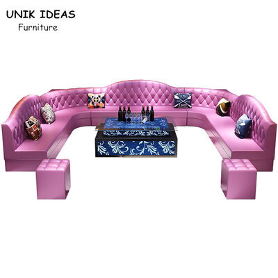 İyi fiyat Button Tufted Club Lounge Sofa Leather Chesterfield U Shaped Sectional With Sleeper çevrimiçi