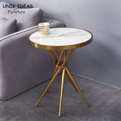 İyi fiyat Modern Round Marble Centre Table Steel Small Side For Bedroom 50x50x60cm çevrimiçi
