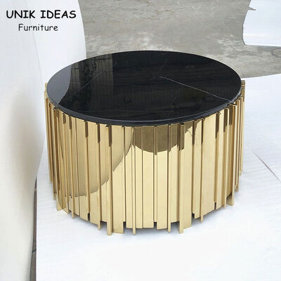 İyi fiyat 45x57cm Luxury Living Room Center Table For Black Sofa Round Side Metal Base çevrimiçi