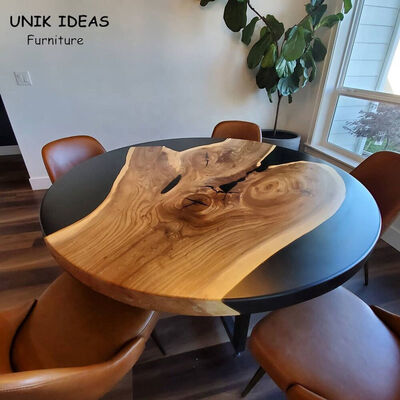 İyi fiyat Epoxy Resin Dining Table And Chairs Oak Oval Luxury Dining Room Tables And Chairs Walnut Slab çevrimiçi