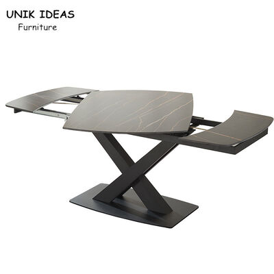 İyi fiyat Marble Extendable Dining Table And Chairs Set Modern Nordic Black Adjusted 200cm çevrimiçi