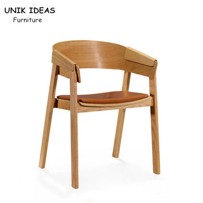 İyi fiyat 76cm Nature Wood Dining Chair Coffee Lounge Armrest 8.5kg çevrimiçi